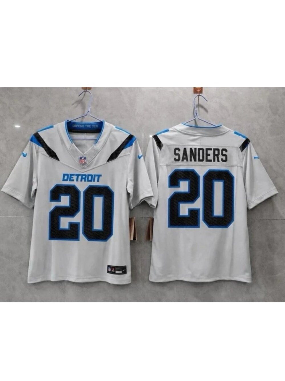 Barry Sanders Stitched Jersey Vapor Silver